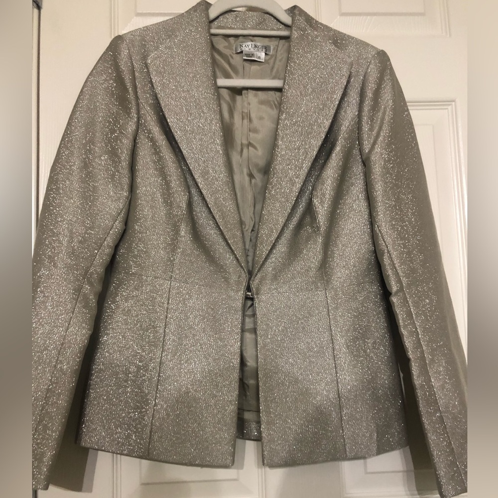 Kay Unger Metallic Silver Blazer in Size 8